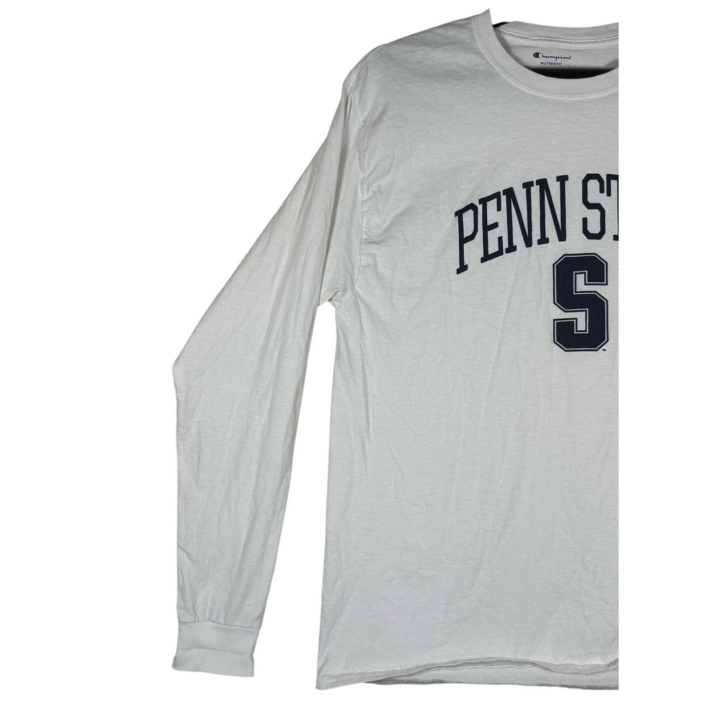 Champion Penn State Long Sleeve‎ T-Shirt Mens White Navy Blue Collegiate Tee - Picture 7 of 12